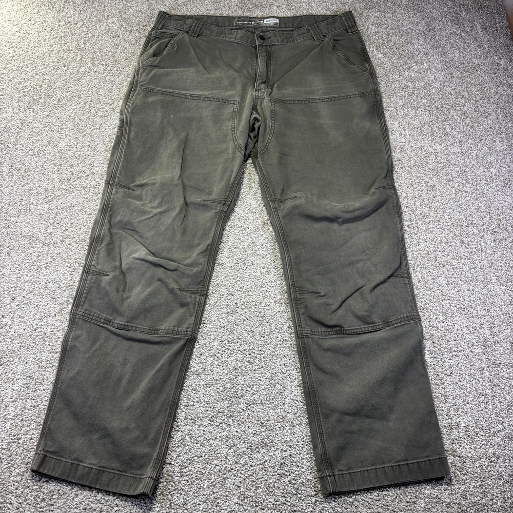 Carhartt Pants Mens 38x32 Green Relaxed Fit Stretch Canvas Carpenter 102802